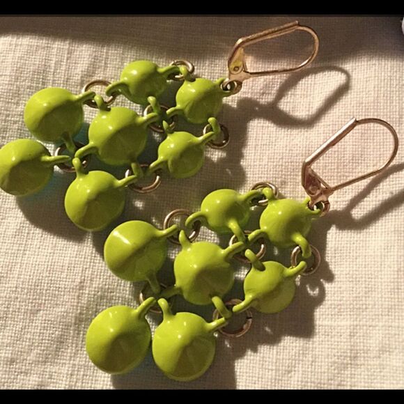 Lime/Turquoise Chandelier Earrings New - Picture 2 of 2